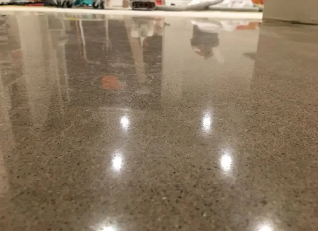 Concrete floor with a high-polish finish.